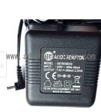 New AC/DC POWER ADAPTER G075030D22 7.5V 300mA AC ADAPTER CHARGER UK PLUG - Click Image to Close